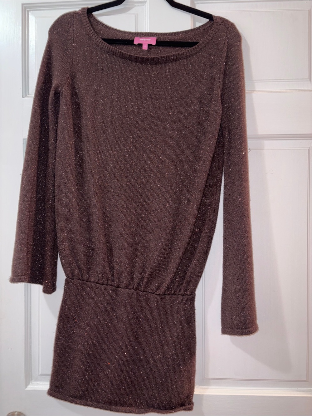 Edikted Brown Long-Sleeve Knit Dress